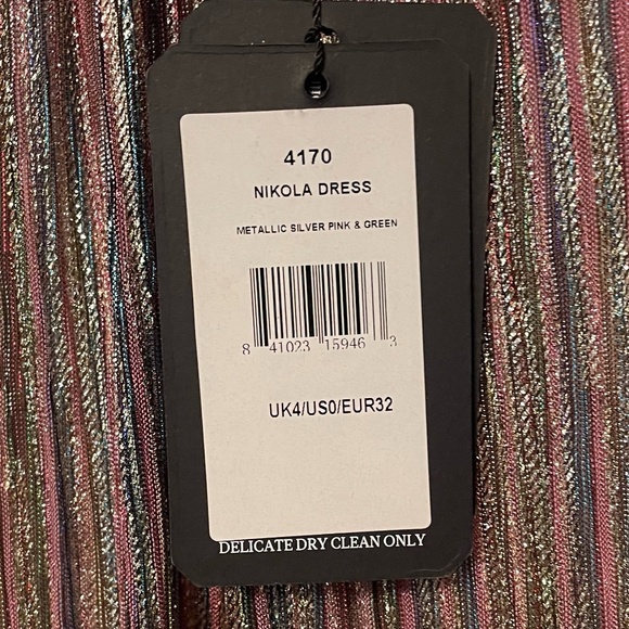 Catherine Deane NWT NIkola Pleated Empire Goddess Metallic Stripe Dress Size 0‎ - Picture 12 of 12